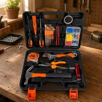 Ensemble d'outils pour la maison OEM de 51 pièces, acier à haute teneur en carbone, kit de réparation manuel, boîte à outils portable, tournevis, clés, pinces, étui rigide