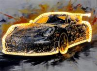Peinture décorative de voiture 5D en diamant de luxe imprimée UV avec lumières LED sur toile, taille personnalisable, art mural tendance pour salon