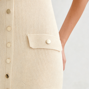 Robe décontractée en maille unie pour l'été 2026, avec boucle métallique sur le devant, drapée, teinte naturelle, pour <span class=keywords><strong>femme</strong></span>, idéale pour les soirées - Product Image 2