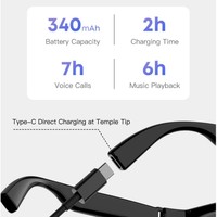 Lunettes intelligentes IA avec enregistrement vidéo 4K 20MP, traduction IA, appels, musique, assistant vocal, contrôle par bouton tactile, chargement Type-C