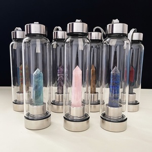 Toptan karışık manevi doğal şifa kristal taşlar noktası cam şişe gül kristal kule şişe - Product Image 6