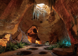 Décor de fond de temple souterrain fantastique, grotte de montagne mystérieuse, château ancien, donjon, décorations de fête - Product Image 3