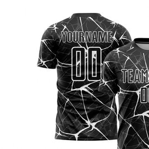 Camiseta de Fútbol con Patrón Abstracto Negro, Manga Corta, Transpirable, de Secado Rápido, Uniforme Deportivo Ligero para Entrenamiento y Partido - Product Image 3
