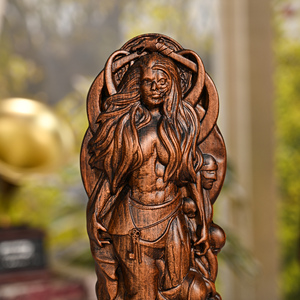 Estatua de la Diosa del Submundo Nórdico Tallada a Mano, Figura Pagana Vikinga de Madera, Decoración Rúnica de Mesa al por Mayor - Product Image 4