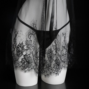 Chemise de nuit sexy en dentelle à cils, ensemble de tentation transparent, vêtements de nuit pour femmes, 2 pièces, fibre de polyester, sans manches, doux - Product Image 1