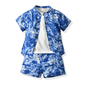 Ropa de Verano 2021 para Niños, Conjunto de 3 Piezas con Estampado Tie Dye, Camiseta de Manga Corta, Pantalones Cortos, Ropa de Playa para Niños - Product Image 5