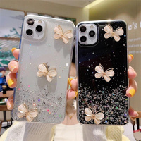 Coque de protection transparente antichoc avec paillettes liquides dégradées et effet sable mouvant, motif papillon 3D, pour iPhone 17 – Étuis de téléphone mignons