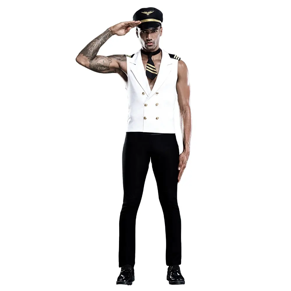 Kostum main peran seksi seragam polisi angkatan udara kostum Cosplay seksi pria