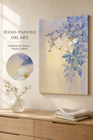 Tableau mural botanique à l'huile, peinture sur toile de fleurs blanches, cadre fait main, support en bois, décoration pour salon et chambre à coucher