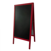 Panneau publicitaire double face en bois sur pied pour extérieur, idéal pour bar, restaurant, café – Personnalisable avec logo et tableau noir pour menu