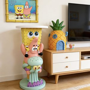 Grande figurine décorative en résine éponge jaune, série portable, sur pied, pour salon, canapé, meuble <span class=keywords><strong>TV</strong></span>, cadeau décoratif - Product Image 1