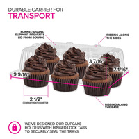 Boîtes à blister jetables en plastique à dôme élevé pour muffins 6 cavités Conteneur à dessert pour cupcakes avec couvercle