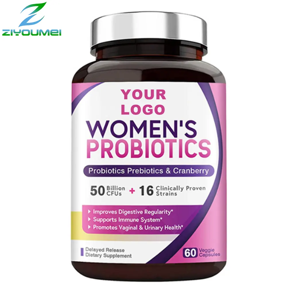 Venta al por mayor Ultra suplemento orgánico mujeres prebiótico vitamina 100 mil millones Cfus 200 arándano probiótico cápsulas duras