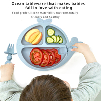 Silicone de qualité alimentaire pour enfants-quatre ventouses puissantes, parfaites pour les repas en libre-service pour enfants.