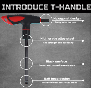 T Handle <strong>Allen</strong> Hex <strong>Key</strong> <strong>Set</strong> 16 Pieces SAE And Metric 5/64-3/8 Inch 2-10mm Ball Head Standard - Product Image 3