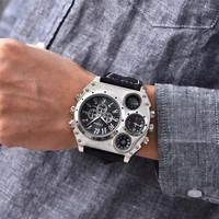 Oulm 1349 erkekler büyük arama erkek kuvars saat lüks erkek yeni spor rahat çok fonksiyonlu saatler aydınlık deri bant kol saati