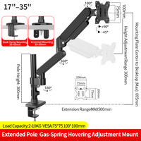 Soporte de Monitor con Resorte de Gas, Negro Brillante, para Pantallas de 27 Pulgadas, Construcción de Acero Aleado, Capacidad de Carga de 10 kg, Inclinación de 90°, Personalizable