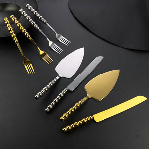 Pearl <b>Cake</b> Knife Set Gold Spatula Fork <b>Gift</b> <b>Box</b> Dessert Tools Baking Utensils - Product Image 2