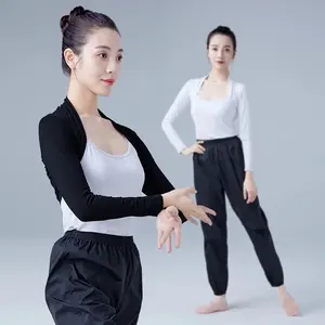 Dance Wear Women adult ballet crop tops,ladies top latest design,woman top long sleeves crisscross front ballet dance top