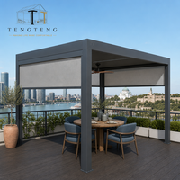 Gazebo extérieur motorisé moderne et étanche avec structure thermolaquée, éclairage LED et fonctionnement motorisé ou manuel pour l'extérieur