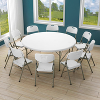 Table pliante ronde en plastique blanc granit de 1,8 m (6 pieds) Bjflamingo Table pliante en plastique de 6 pieds
