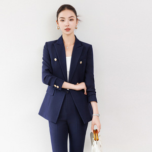 Women's Black Suit <b>Set</b> Full Sleeve Polyester Worsted Anti-Wrinkle <b>Office</b> Lady Spring Workwear - Product Image 3