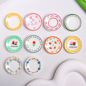 Assiettes imprimées, jouets alimentaires miniatures, petits accessoires en résine, ornements de jouets alimentaires miniatures, accessoires pour épingles à cheveux DIY - Product Image 4