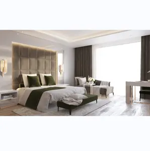 현대적인 디자인 호텔 룸 가구 세트 킹 사이즈 침대 나무 헤드 보드 패널 침실 세트 5 성급 호텔 가구