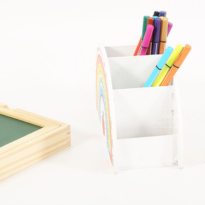 Seau à stylo créatif en bois à un niveau multifonctionnel bureau papeterie stockage salon porte-stylo décoratif boîte arc-en-ciel - Product Image 4