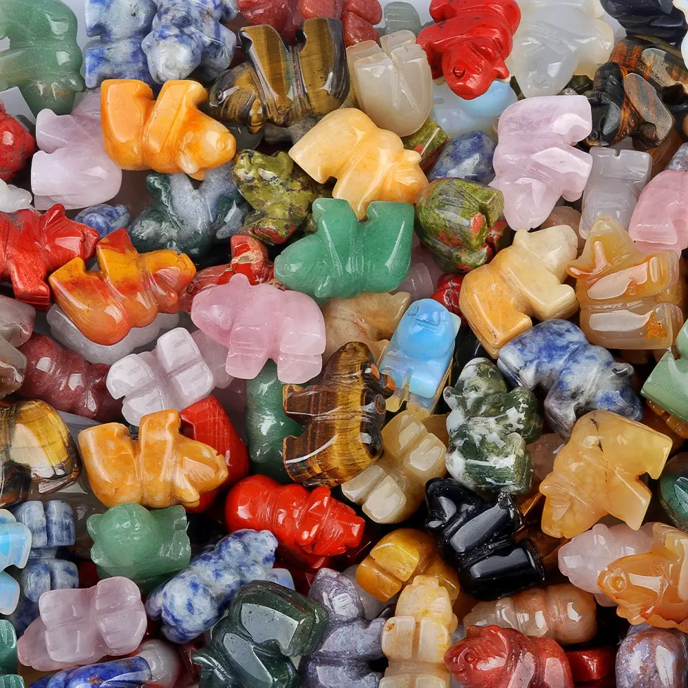 Figuritas de cristal, estatuas de animales bonitas, piedras preciosas naturales, oso Polar de 1 pulgada, pequeña curación, Reiki, piedra coleccionable tallada, oso Polar