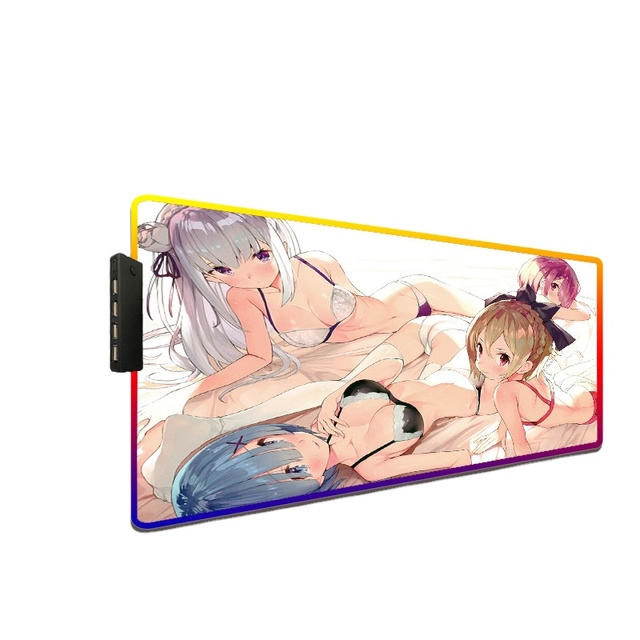 Genshin Impact Art Online Anime RGB 4 Port USB Hub Mouse Pad Led Mousepad RGB Souris