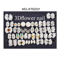 Fleurs 3D blanches pour ongles avec perles, cristaux, strass, papillons, nœuds, roses, marguerites, breloques pour nail art, accessoires de beauté pour manucure DIY