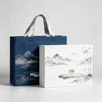 Sac en papier d'art de luxe de haute qualité avec poignée en ruban, emballage de boîte cadeau en carton, boîte à thé haut de gamme, logo personnalisé, image de marque d'entreprise