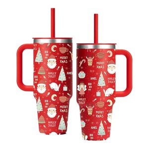 Gobelet isotherme de Noël avec couvercle et paille, cadeau de Noël et de Nouvel An, 40 oz, double paroi, isolation sous vide - Product Image 1