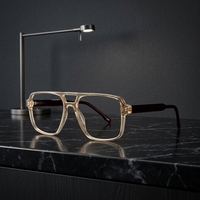 Monture de lunettes en acétate double pont de luxe au design vintage pour hommes, anti-lumière bleue, pour myopie