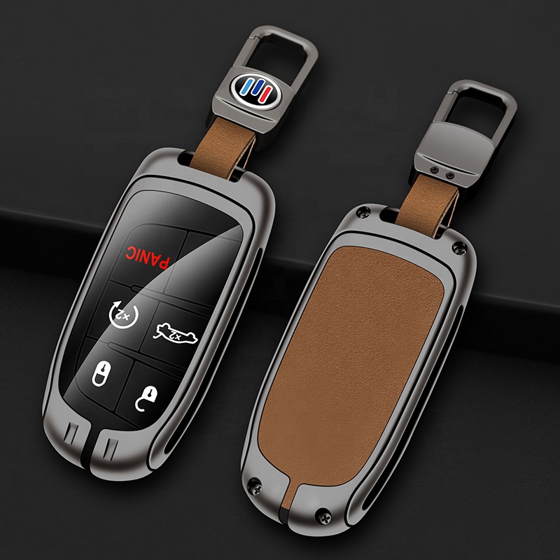 CM Brand Zinc Alloy Genuine Leather Car Key Case Cover for Jeep | Wholesale Customization