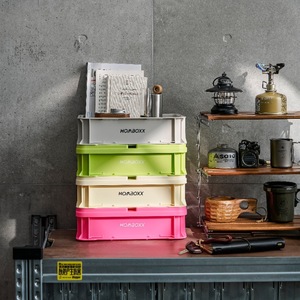 Homboxx <b>Storage</b> <b>Box</b> Solid Color Thickened Plastic PP <b>Stackable</b> Office Organizer Camping Car Coffee Shop Use - Product Image 1