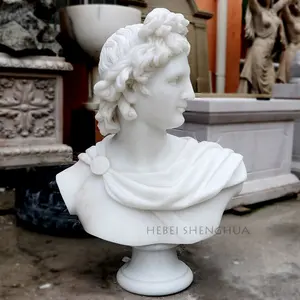 Interior Decoration White Marble Bust Sculpture Roman Apollo Head Statue