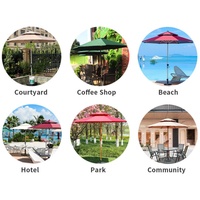 Parasol de marché FEAMONT en acier de qualité commerciale avec manivelle manuelle et base robuste pour restaurants et cafés en plein air