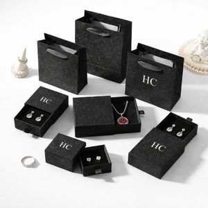 Boutique Jewelry Set Box Luxury Rigid Drawer Specialty Paper Jewelry <b>Display</b> Box Velvet Insert Foil Stamping Custom Logo OEM - Product Image 5