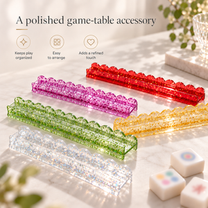 Organizador de Mahjong Americano con Régua y Empujador, Lámina Roja Dorada, Acrílico, con Ranuras Onduladas, Plegable, Resistente, para 4 Jugadores - Product Image 1