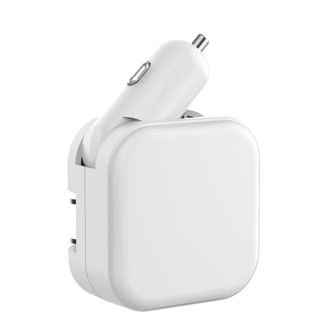 Portable Qc3.0 Quick 2 Port Charger  Dual Port Usb Car Charger With Type C Port  Wall & Car Charger