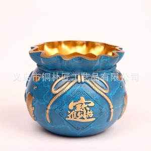 Bassin à trésors/sac à monnaie en cuivre pur, cadeau de pendaison de crémaillère/cérémonie d'inauguration, objet artisanal, porte-bonheur poisson koi, ornement en cuivre - Product Image 4