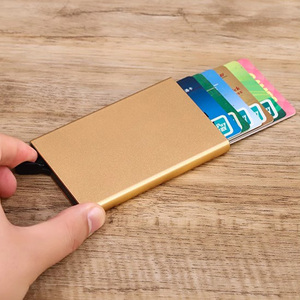 Metal Slim Minimalist Cards Holder with Money Pocket RFID Blocking Small Aluminum Wallet Pop up Credit Card Wallet for Men - Product Image 3