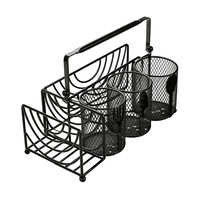 Organisateur de comptoir de cuisine en métal noir pour ustensiles, couverts, grillades et pique-niques, avec support pour serviettes