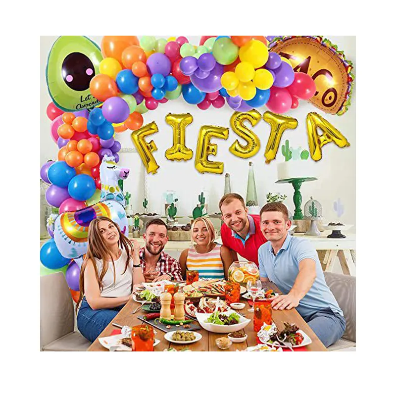 Fiesta Letras Doradas Aguacate Cactus Taco Alpaca Globo Guirnalda Arco Kit Cinco De Mayo Fiesta Temática Mexicana Fiesta Decoraciones