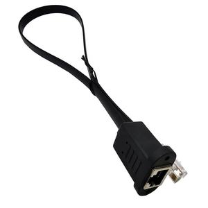 Cable de Extensión de <span class=keywords><strong>Red</strong></span> Ethernet Plano Cat5 RJ45, Macho a Hembra, Montaje en Panel RJ45, Longitud Personalizable, Cobre Desnudo Negro + PVC 28Awg - Product Image 4