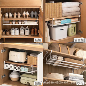 Étagère à chaussures extensible 40-65 cm en acier au carbone blanc, type crochet, pour rangement de chaussures dans un placard - Product Image 5
