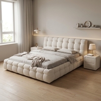 Lit double rembourré en tissu au design moderne, lit de haute qualité, cadre de lit king et queen size, meubles de chambre à coucher élégants