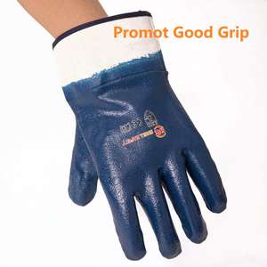 للبيع بالجملة قفازات حماية مقاومة للزيت الكيميائي الثقيلة مطلية بالكامل من النتريل قفازات سلامة الكفة قفازات العمل - Product Image 4